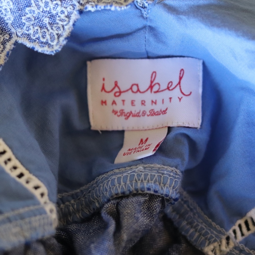 Maternity embroidered chambray linen blouse - Picture 5 of 6